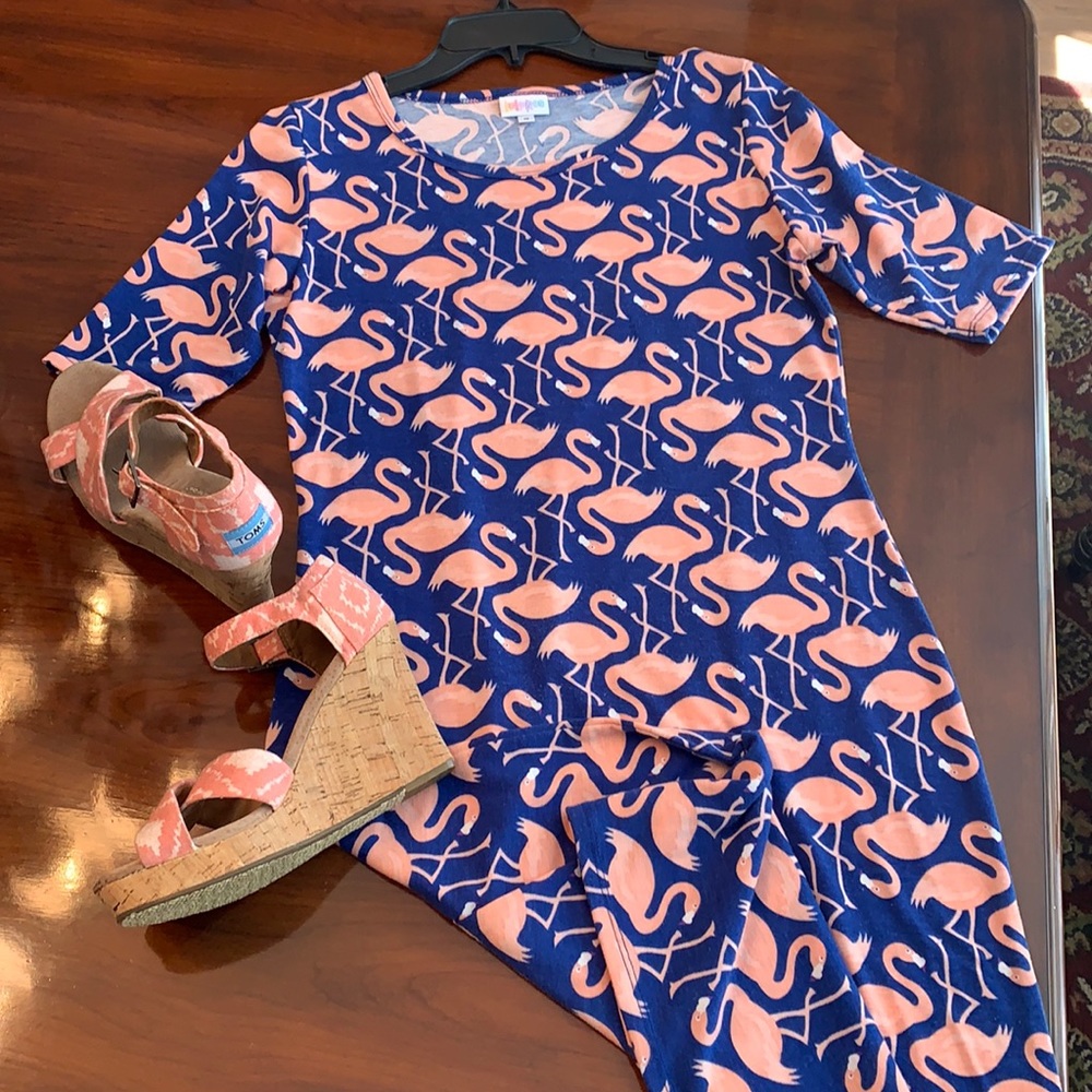Lularoe Small Julia Flamingo Beach Cruise Dress